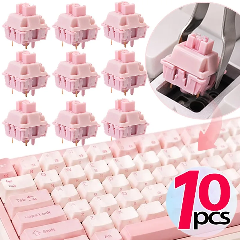 Linear 5pin Keyboard Switch Smooth Quiet Typing No Tactile Bump Pink Sakura for Hot Swap Mechanical Gaming Keyboards DIY Custom