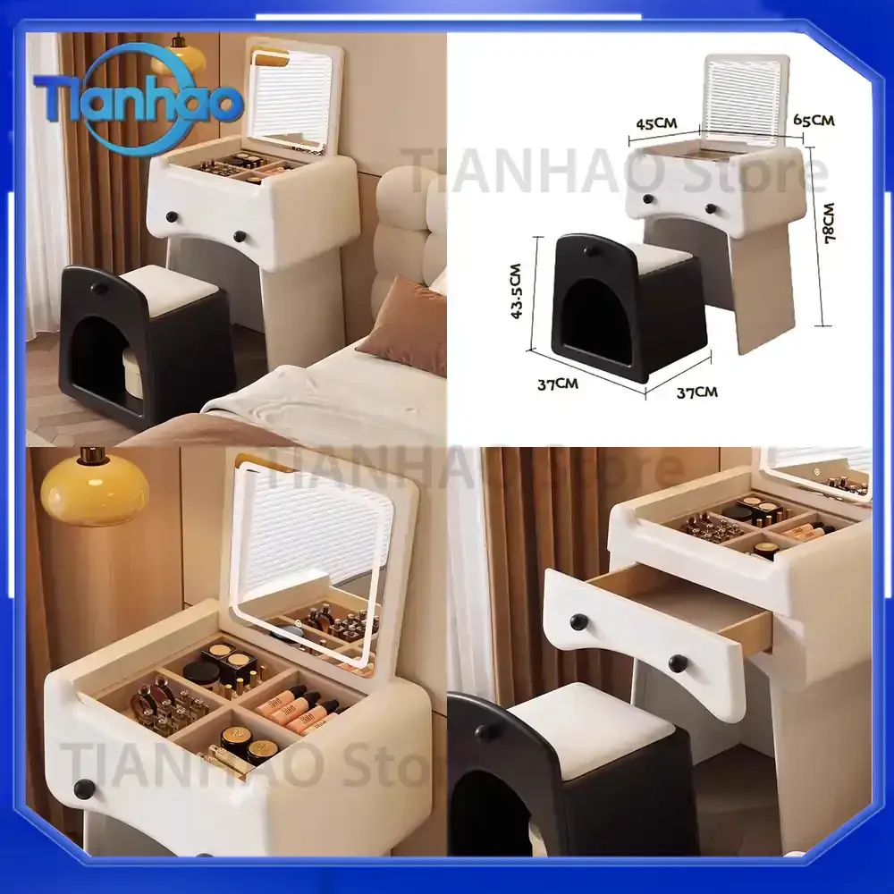 French Kawaii Nightstand for Minimalist Beauty Modern Drawer Set Vanity Table Compact Coiffeuse à Maquillage Room Furniture