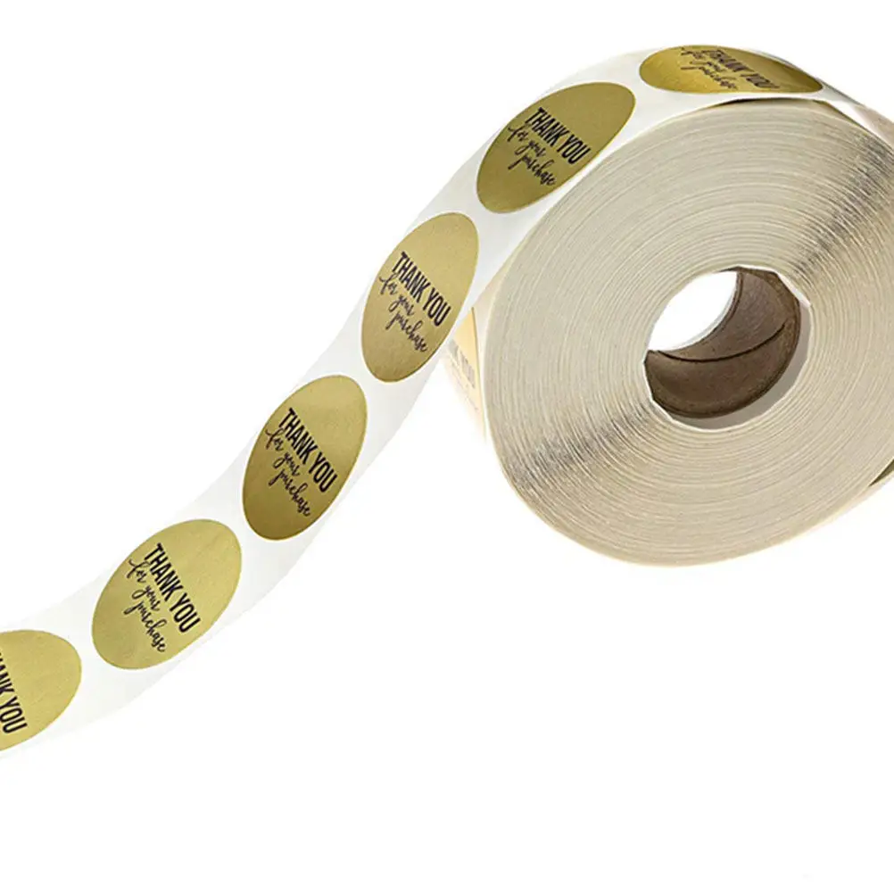 

1 Roll Circular Thank You Stickers High Quality Self-Adhesive DIY Labels for Candy Biscuit Bags Notebooks Furniture Gift