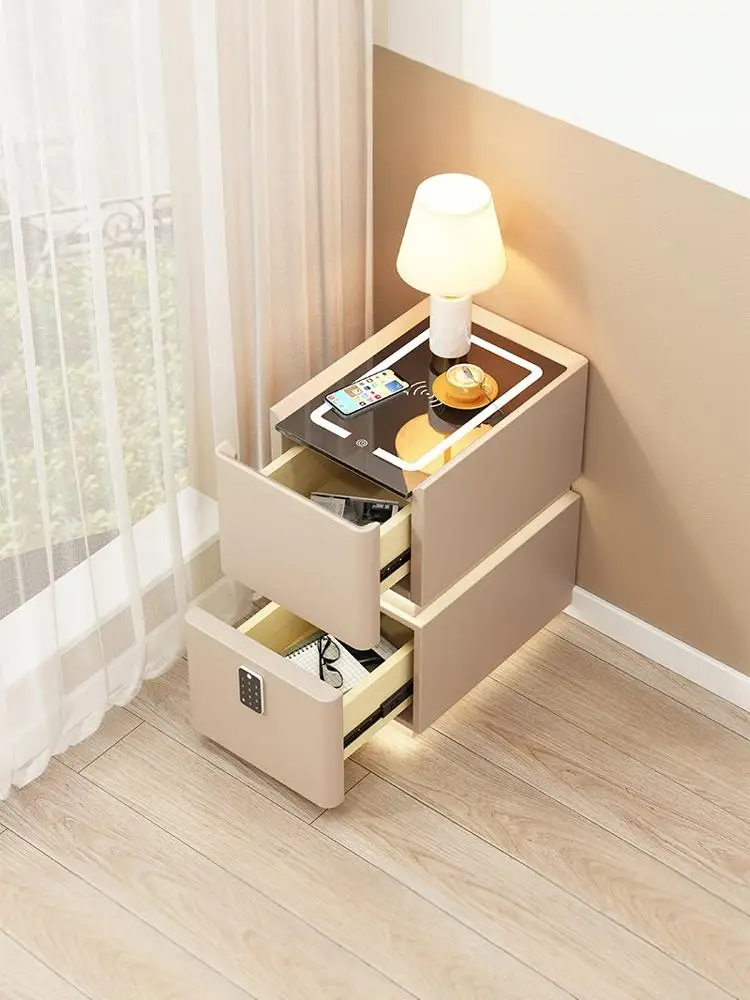 Ultra-narrow intelligent suspended bedside table Modern simple wireless charging Small installation-free cabinet