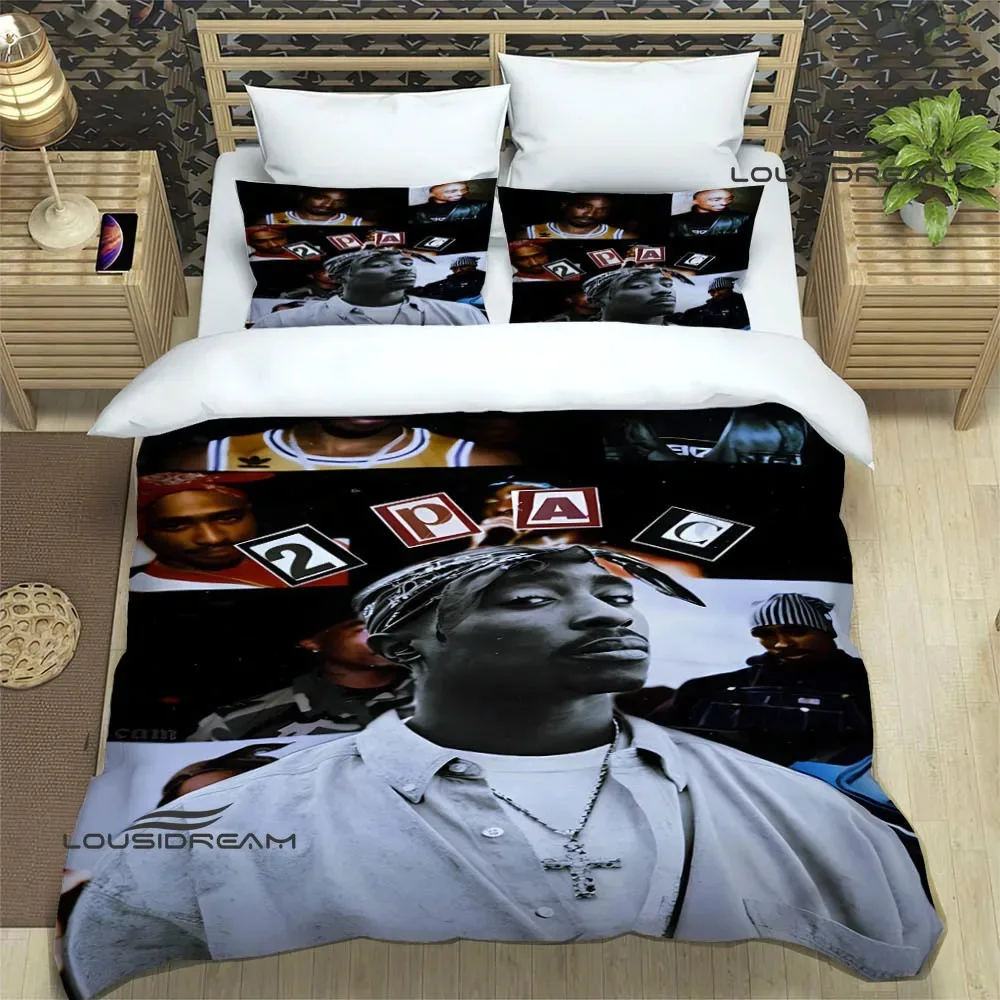 2PAC, juegos de cama de moda para cantante de hip-hop, juego de suministros de cama exquisitos, funda nórdica, edredón, juego de cama, regalo de cumpleaños de lujo