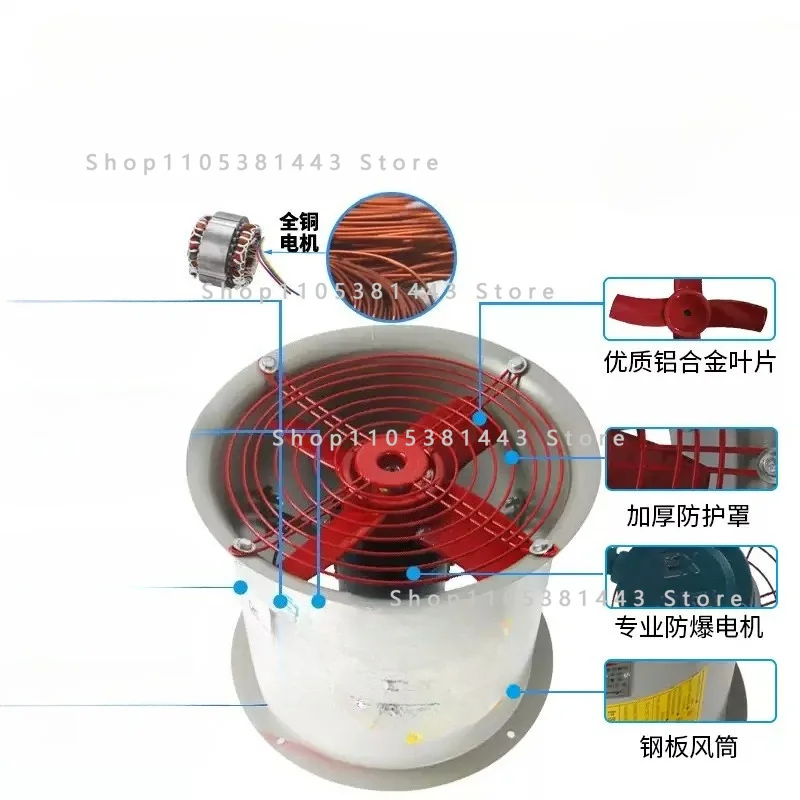 BFAG-300 Wall Louver Industrial Explosion-proof Ventilation Fan 220V Axial Flow Fan 380V Explosion-proof Exhaust Fan
