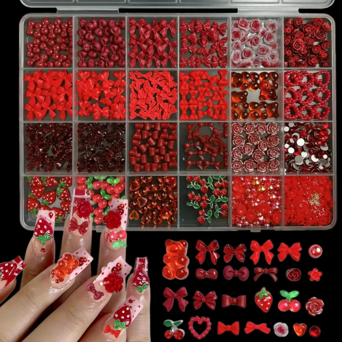 1 Doos Meerdere Stijlen Ijs Taart Snoep Snacks Nail Charms Gesimuleerde Legering Kers Minimalistische Strikken Nail Art Decoraties voor DIY