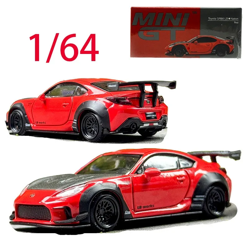 

MINIGT Литая под давлением модель автомобиля из сплава Toyota в масштабе 1/64 Toyota GR86 # 885 игровых транспортных средств, игрушки для мальчиков, оригинальная коллекция коробок