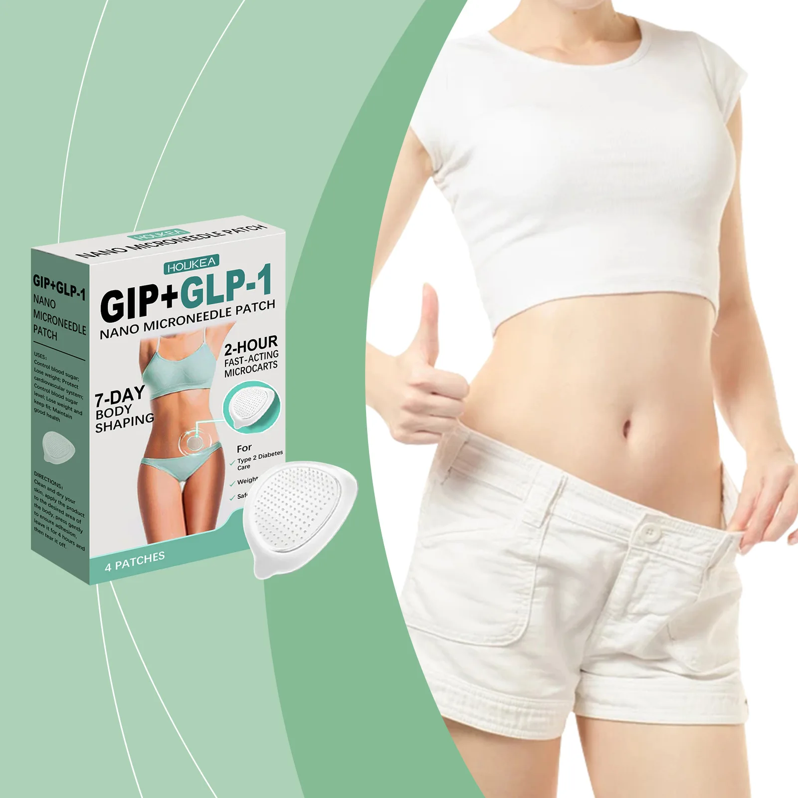 Gip+glp Nanos Microneedles Patch Glp-1 Microneedles Patch Gentle Body Slimming Stickers Firming Line Improvement Skin Care Patch