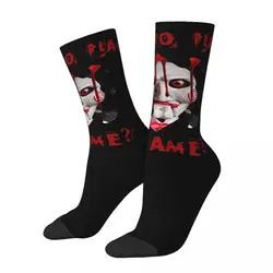 Hip Hop Retro Jigsaw Billy The Puppet Crazy Men's Socks Unisex Saw Horror Film Harajuku Pattern Printed Crew Sock Boys Gift