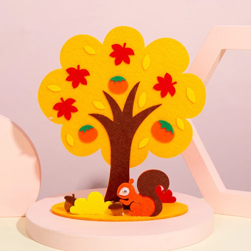 Non-Woven Fabric DIY Craft Kit Polyester Material 3D Design Felt Tree Kit Vibrant Colors Handmade Assembly Seasonal Tree Decor