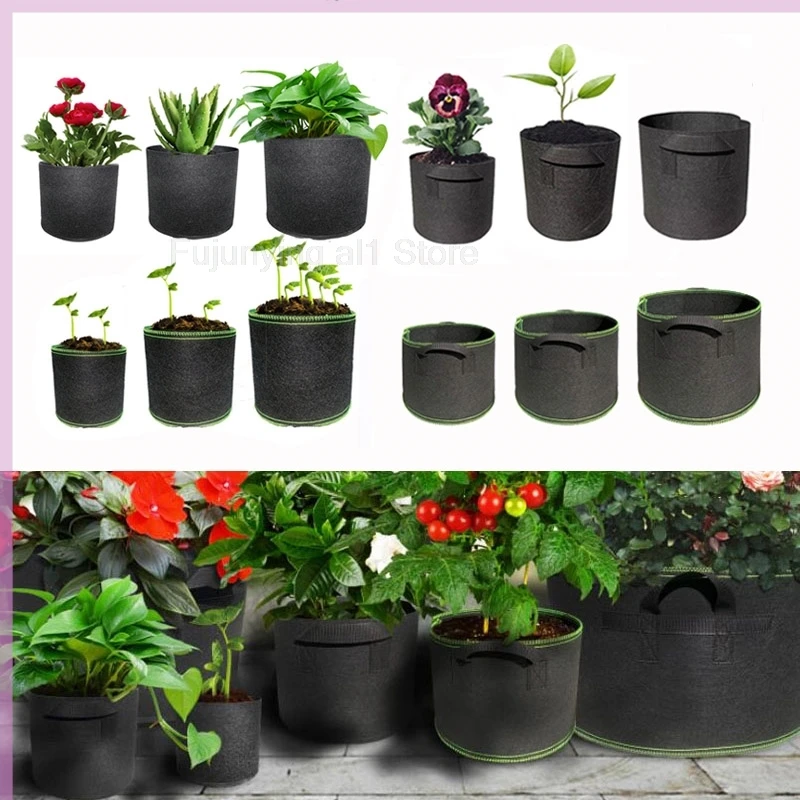 1 2 3 Gallon Plant Grow Bags Planter Pots Non-Woven Fabric Nursery Flower Pots Tree Planting Growth Bag A1