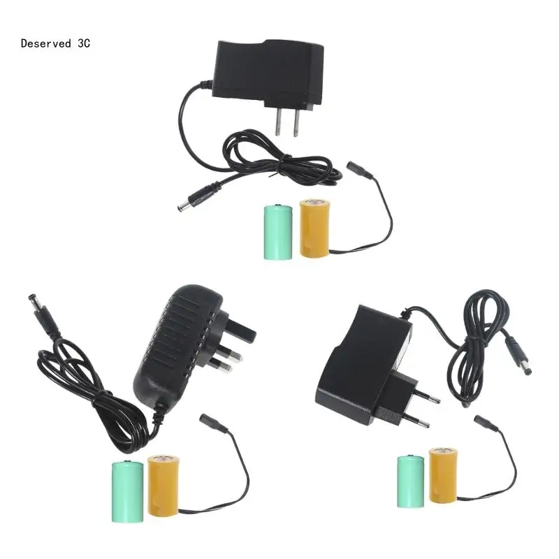 LR20 D Eliminators ACPower Supply Cable Replace 2Pcs 1.5V Batteries Eliminate Cable for LED Light