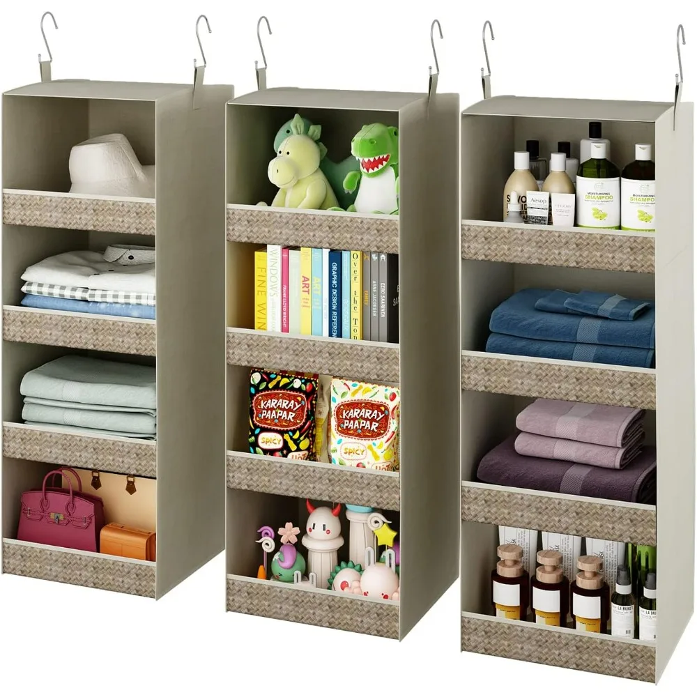 4-Shelf Hanging Organizer, 3-Pack Closet Hanging Shelves, Closet Organizers and Storage Collapsible Hanging Closet Shelves