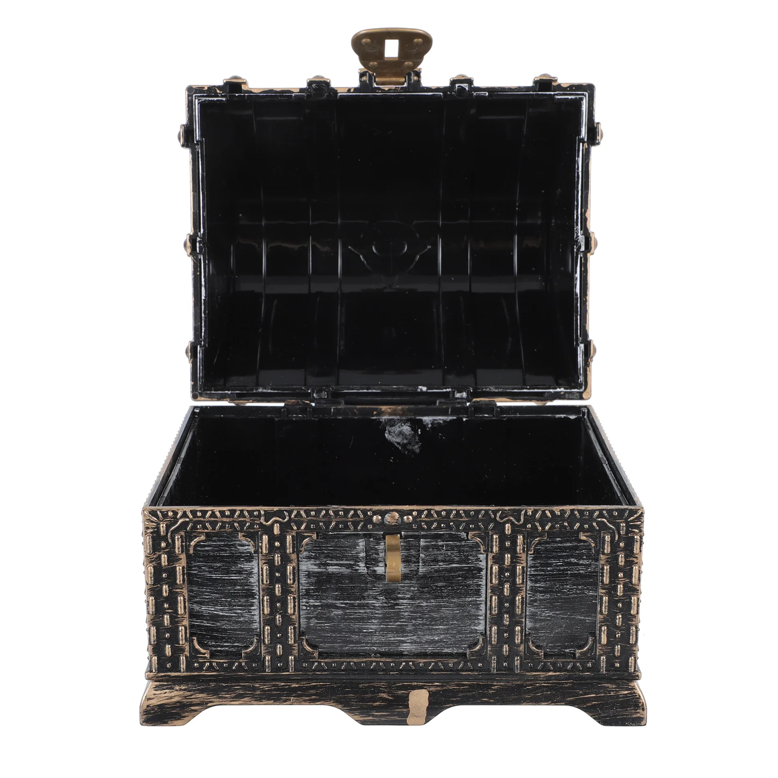 صندوق الكنز البلاستيكي الذهبي عملة تخزين الصدر للأطفال القراصنة حفلة الهالوين الدعامة صندوق تذكار حاوية الكنز الصغيرة مجوهرات #3