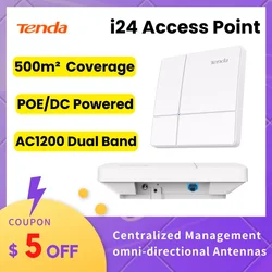 Tenda Gigabit Wireless AP i24 1200mbps 2.4&5Ghz Dual Band Access Point Router WiFi repeater Coverage 3200 sq.ft PoE DC Power AP