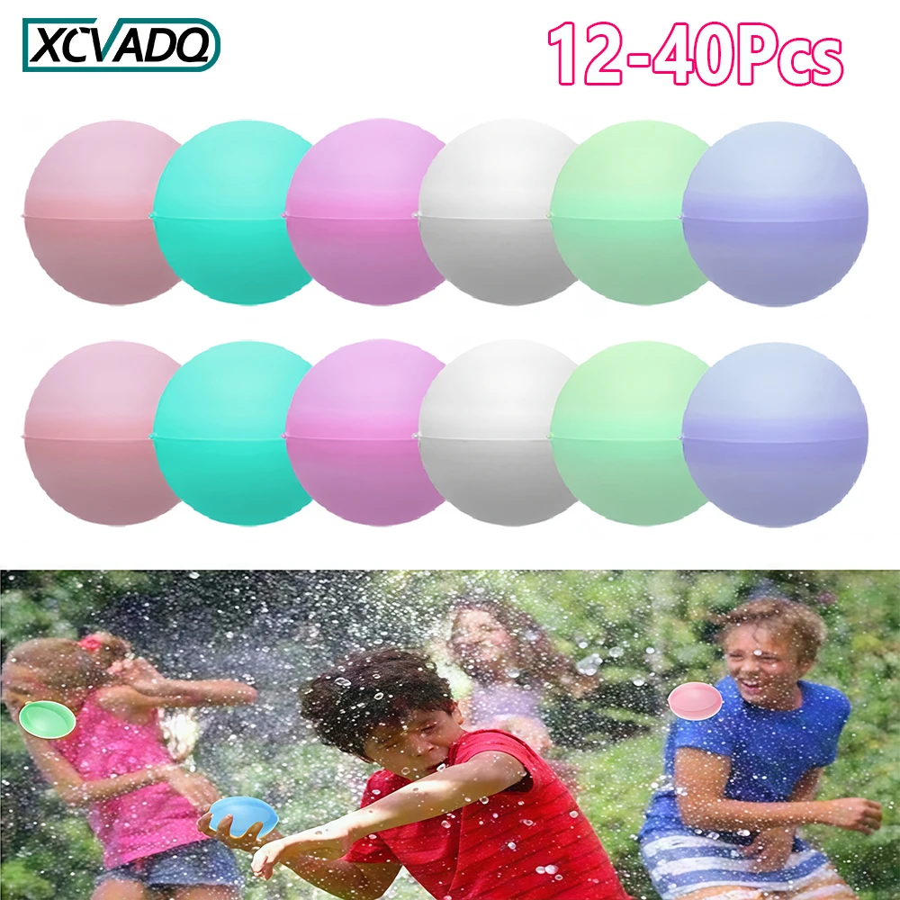 12/20/24/40Pcs Reusable Water Balloons Refillable Self-Sealing Water Splash Bomb for Kids Summer Party Pool Outdoor Beach Toys