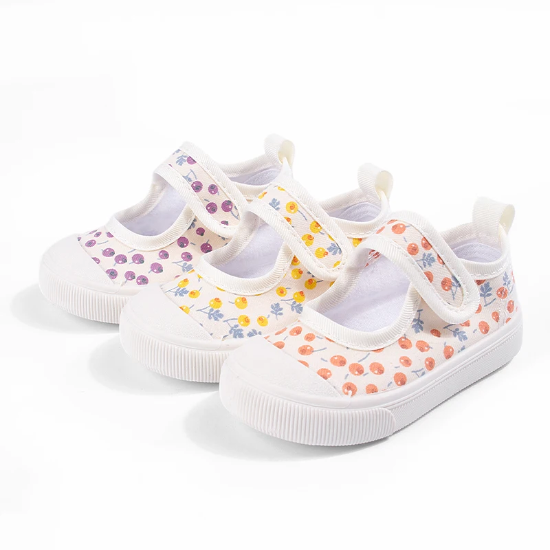 

New Spring Arrivals: Stylish Printed Soft-Soled Toe-Cap Hook-and-Loop Breathable Low-Top Shoes for Baby Girls