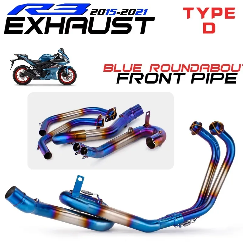 أداء الفولاذ المقاوم للصدأ رياضية ماسورة العادم ل YZF R3/R25/MT03 موتو العادم الهروب الأزرق العادم الأنابيب 2015-2021