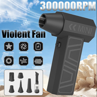 New 300000RPM Air Blower Handhled Mini Turbo Jet Fan with 5 Nozzles Electric Air Duster Brushless Dust Blower Car Vacuum Cleaner