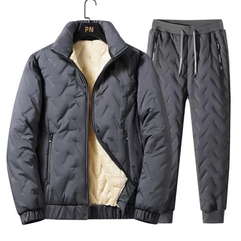 

Winter Warm Suit Men's Two-piece Set Autumn and Winter Thickened Casual Trousers Warm Cotton Jacket Sweater Jackets Man