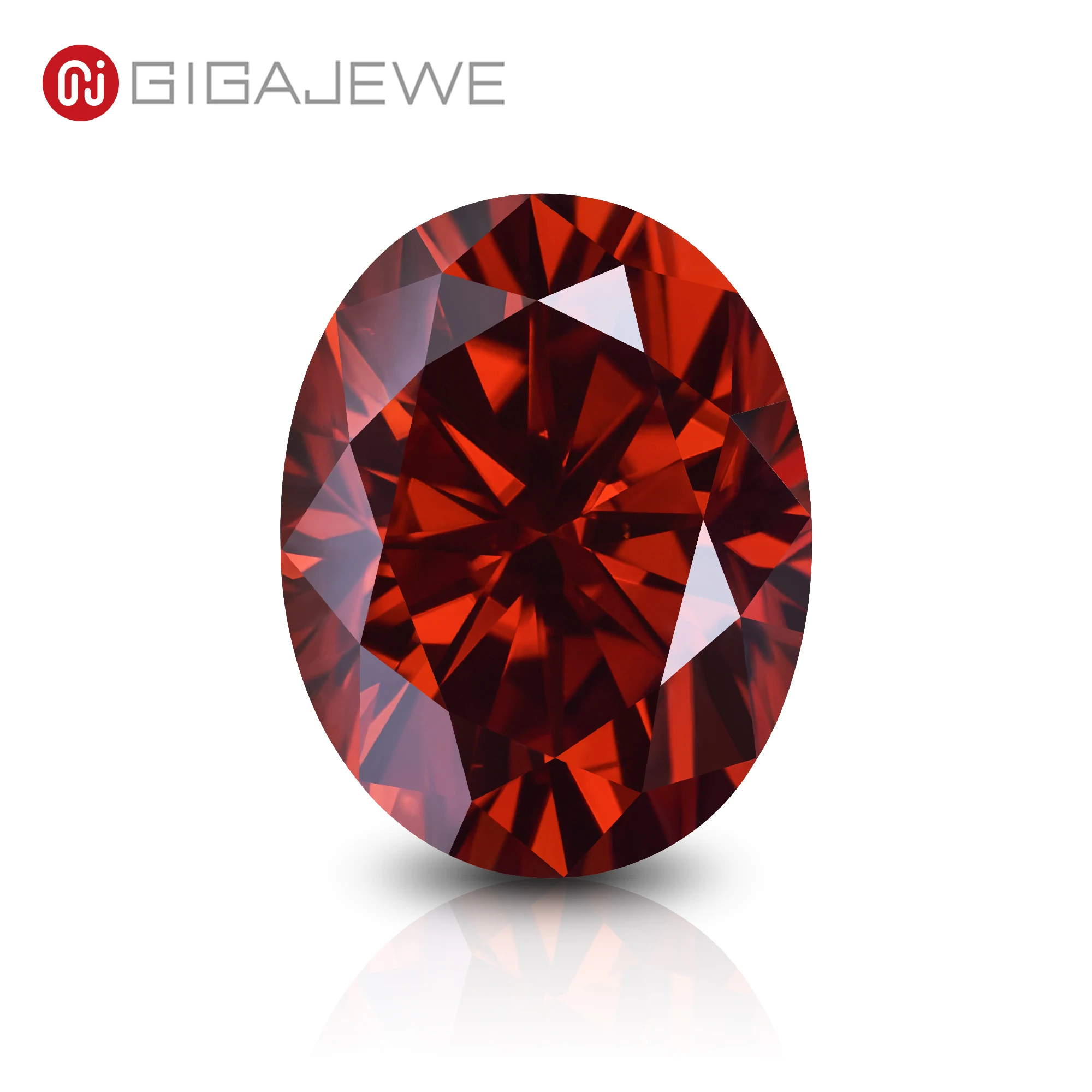 GIGAJEWE Moissanite Handmade Oval Luxury Red Color VVS1 Premium Gems Loose Diamond Test Passed Gemstone For Jewelry Making