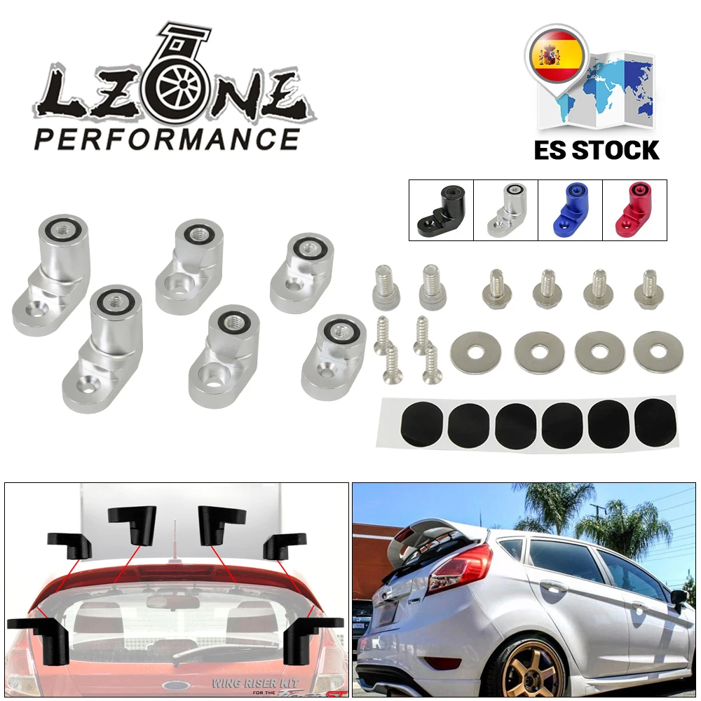 LZONE - For 14-on Ford Fiesta ST Billet T-6061 Anodized Aluminum Bolt-on Rear Wing Spoiler Hatch Riser Lift Extension JR-WSR02