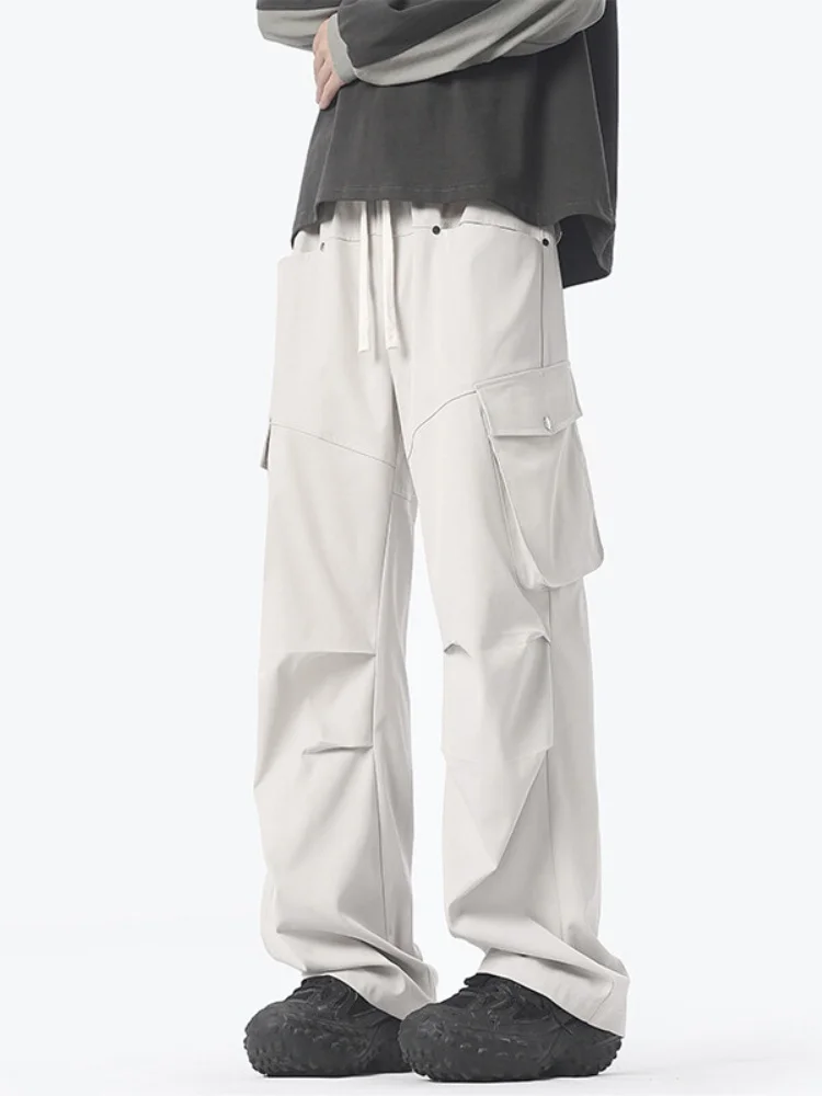 

Мужские рабочие брюки American Sle, весенне-осенние, свободные, прямого кроя, с отворотами, в стиле парашютиста, модные повседневные брюки