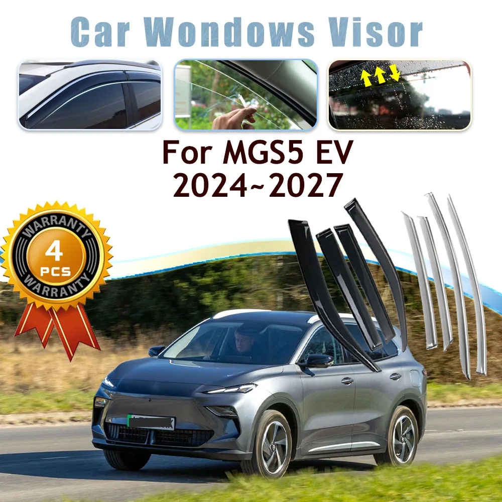

Car Window Visors For MGS5 EV ES34 2024 2025 2026 2027 Black Transparent Sun Snow Guard Deflector Vents Awnings Auto Accessories