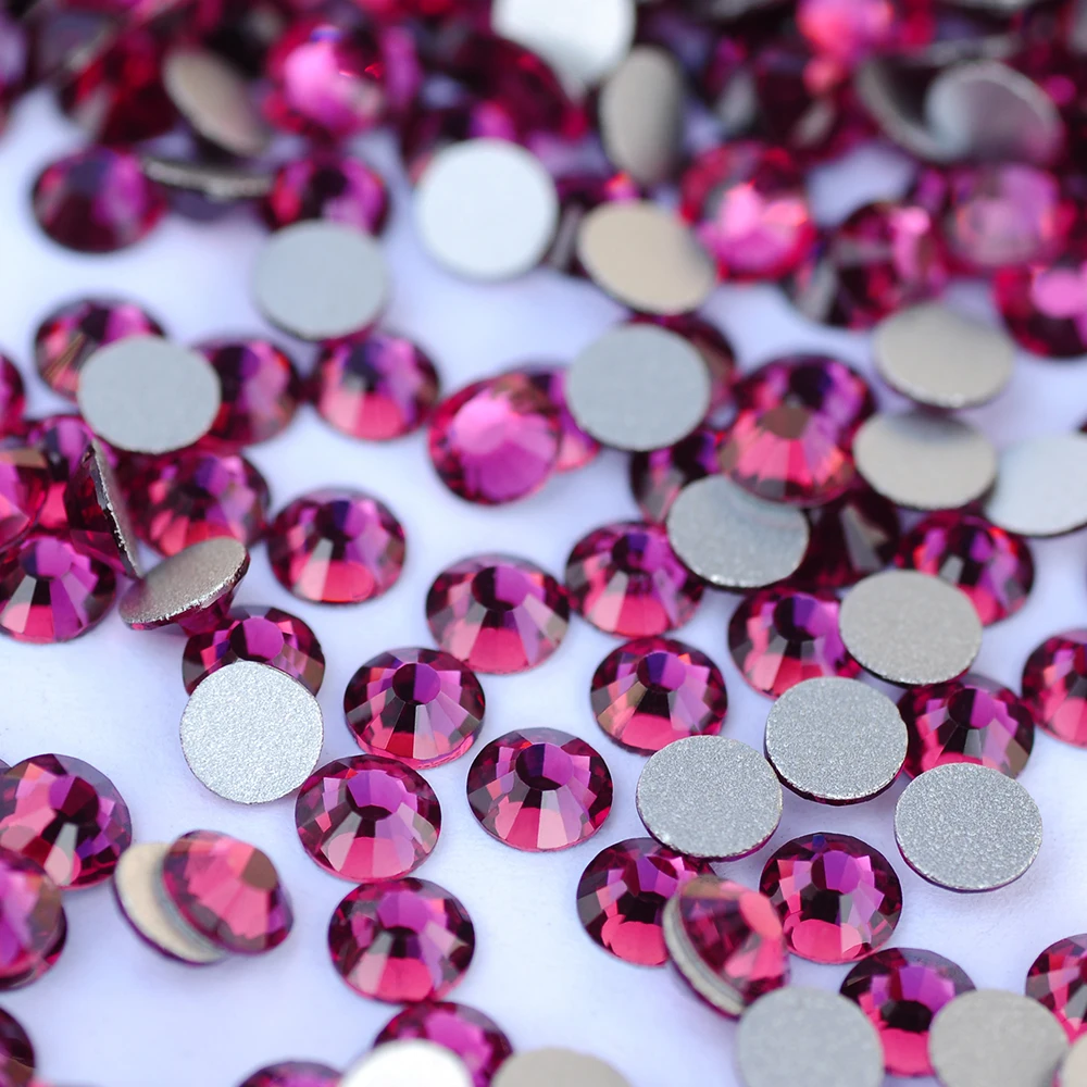 PUBRILEX fucsia DMC sin diamantes de imitación Hotfix SS3-SS30 diamantes de imitación de cristal con parte posterior plana brillo Strass para ropa zapatos uñas DIY