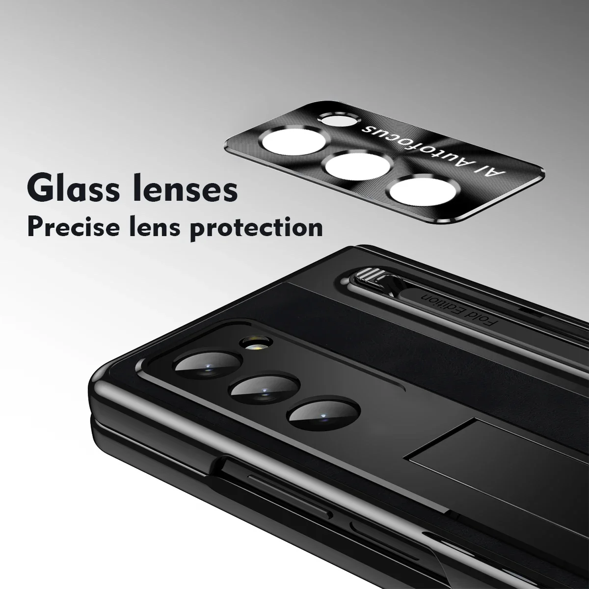 For Samsung Galaxy Z Fold 5 4 Case Matte Leather Bracket With Touch Pen Slot Folding Hinge Tempered Film Shockproof Back Cover