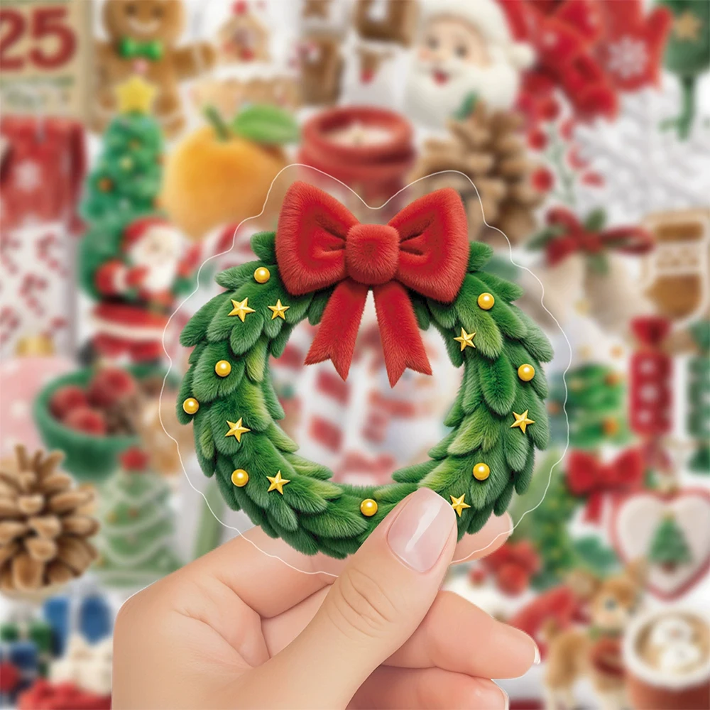10/30/50 Stück Weihnachts-Plüsch-Weihnachtsmann-Aufkleber Transparente PET-Aufkleber DIY Scrapbook Handy Koffer Niedliche Kreative Dekorationen Spielzeug