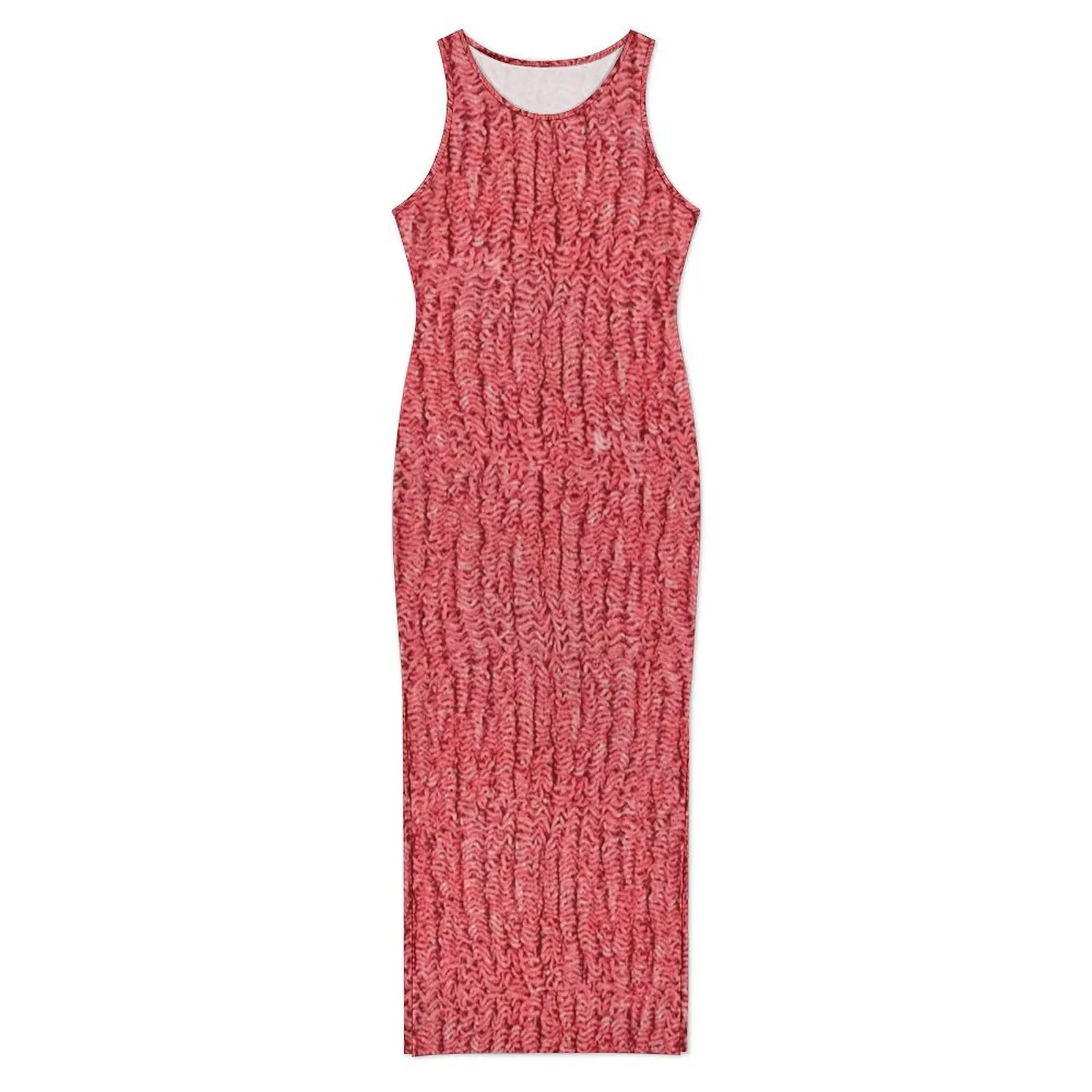 Meat Texture Knit Print Dress Sleeveless  Club Party Maxi Dresses Summer Aesthetic Design Bodycon Dress Big Size