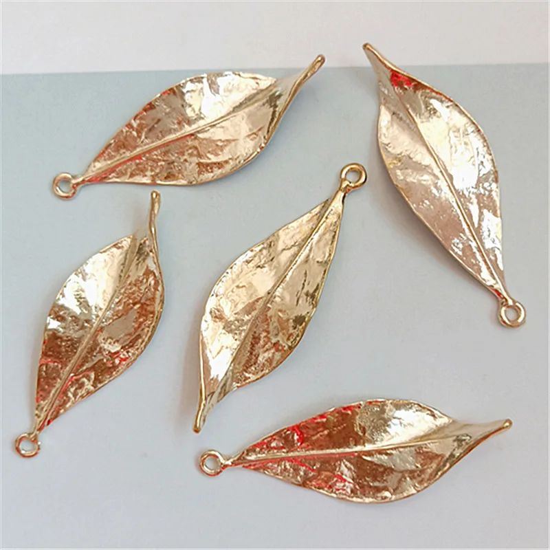 10Pcs Metal Alloy KC Gold Leaf Charms Pendant for Jewelry Making Findings DIY Earrings Necklace Components Accessories Supplies