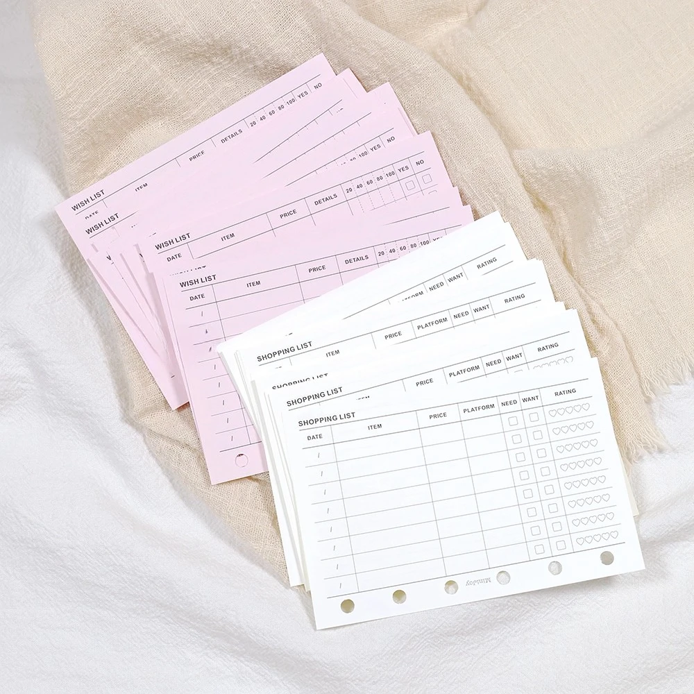 Fromthenon A7M5 Loose Leaf Paper Shopping List Wish List Pla