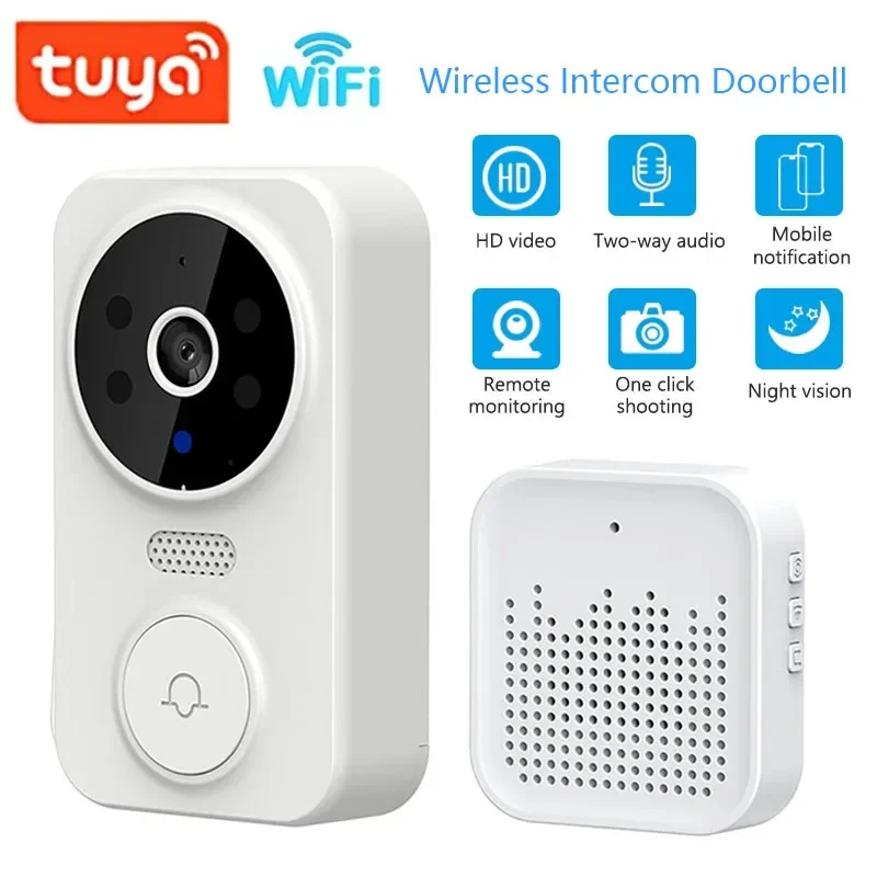 WiFi Wireless Visual Intercom Doorbell Tuya Remote Monitoring Smart Video Doorbell Front Door Camera Indoor Outdoor Surveillance