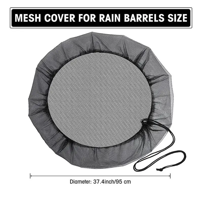 A75K Mesh Cover for Rain Barrels, 4 Pcs Rain Netting Screen with Drawstring for Protecting Fallen Leaf Debris