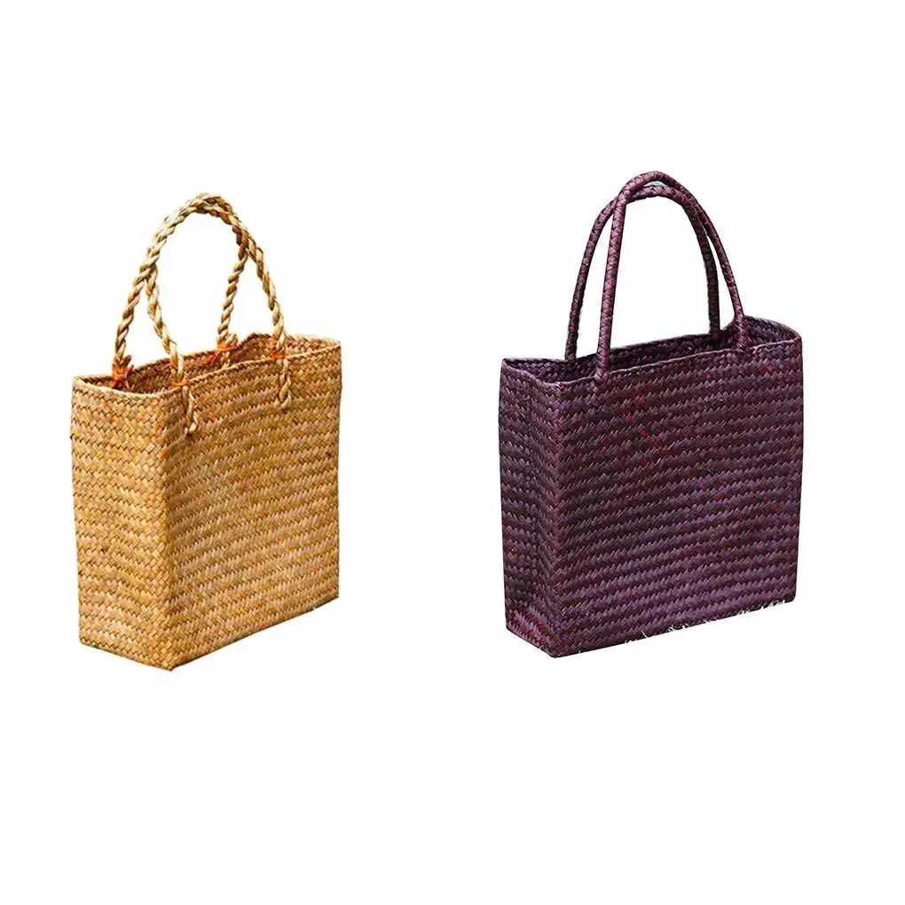 Rattan Handbag Weave Bag Casual Straw Braided Large Storage Basket Fashion Three-dimensional Women Tote