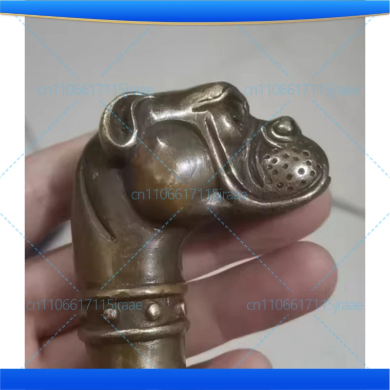 Copper Statue Old Bronze Hand Carved Skull Statue Cane Walking Stick Head Three shape selection view 3