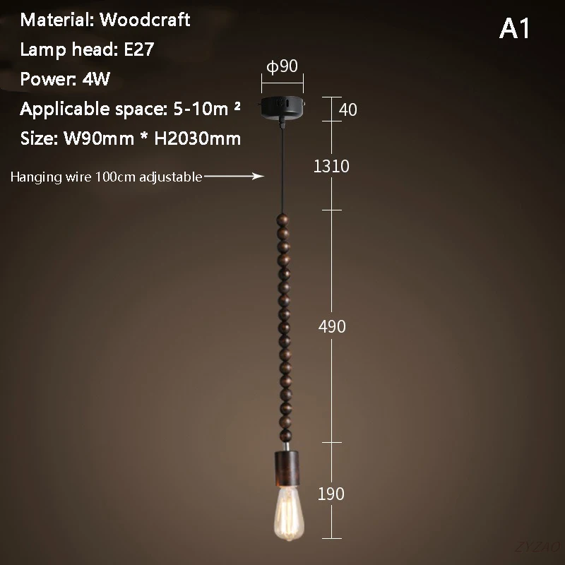 Hanglampen in retrostijl Eiken houten geometrische kralen hanglamp eetkamer woonkamer droplight hangende lichtarmatuur E27