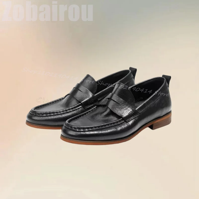 Mocasines de cuero mate con diseño de costura para hombre, zapatos informales sin cordones, hechos a mano, lujosos, para fiesta y oficina, color marrón y negro