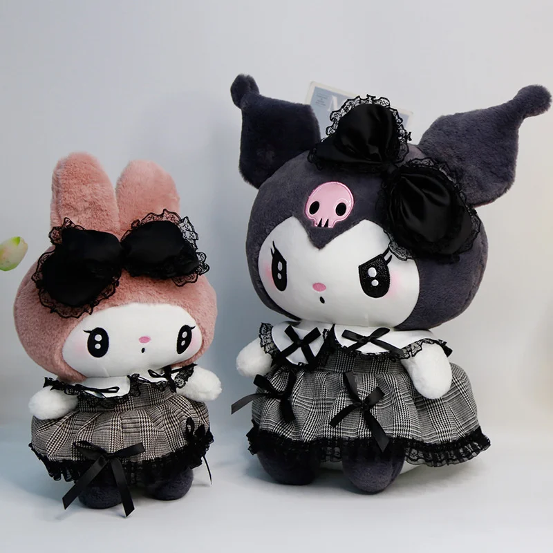 25cm Kuromi My Melody Lolita Gothic Plush Toy Cartoon Soft Filled Doll Plushie Pillow Room Decoration Children Birthday Gift