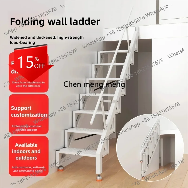 A139 Modern Design Indoor-Outdoor Folding Aluminum Alloy Wall Folding Staircase Custom Stair Wall Storage Invisible Ladder for V