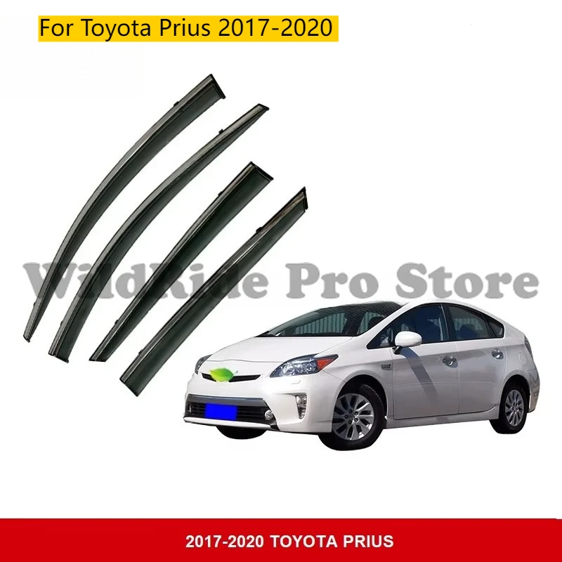 Déflecteur de vent de fenêtre latérale d'origine pour Toyota Prius 2017 – 2020, ensemble de protections contre la pluie et le soleil, visière de ventilation de Style montage extérieur 4 pièces