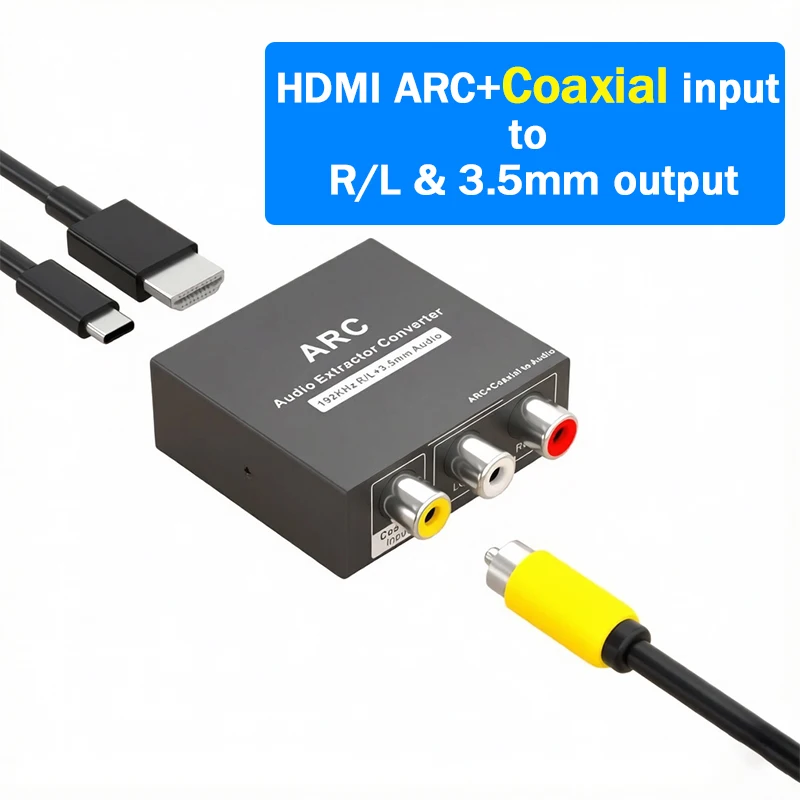 192KHz ARC Audio Extractor DAC Adapter HDMI ARC SPDIF Optical or Coaxial to 3.5mm L/R Stereo Digital to Analog Audio Converter view 6