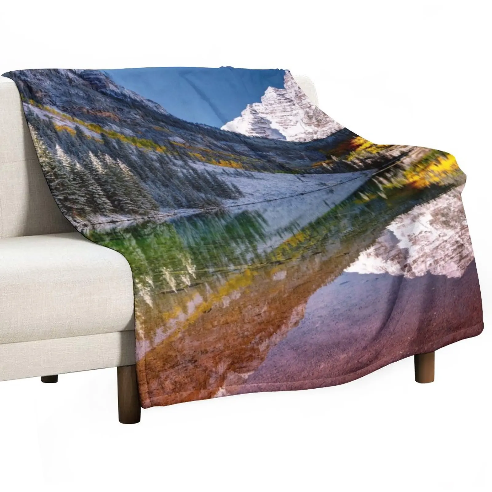 Maroon Bells by Lena Owens/OLena Art photography Throw Blanket Sofa Quilt Loose Cute Plaid Plaid on the sofa Blankets