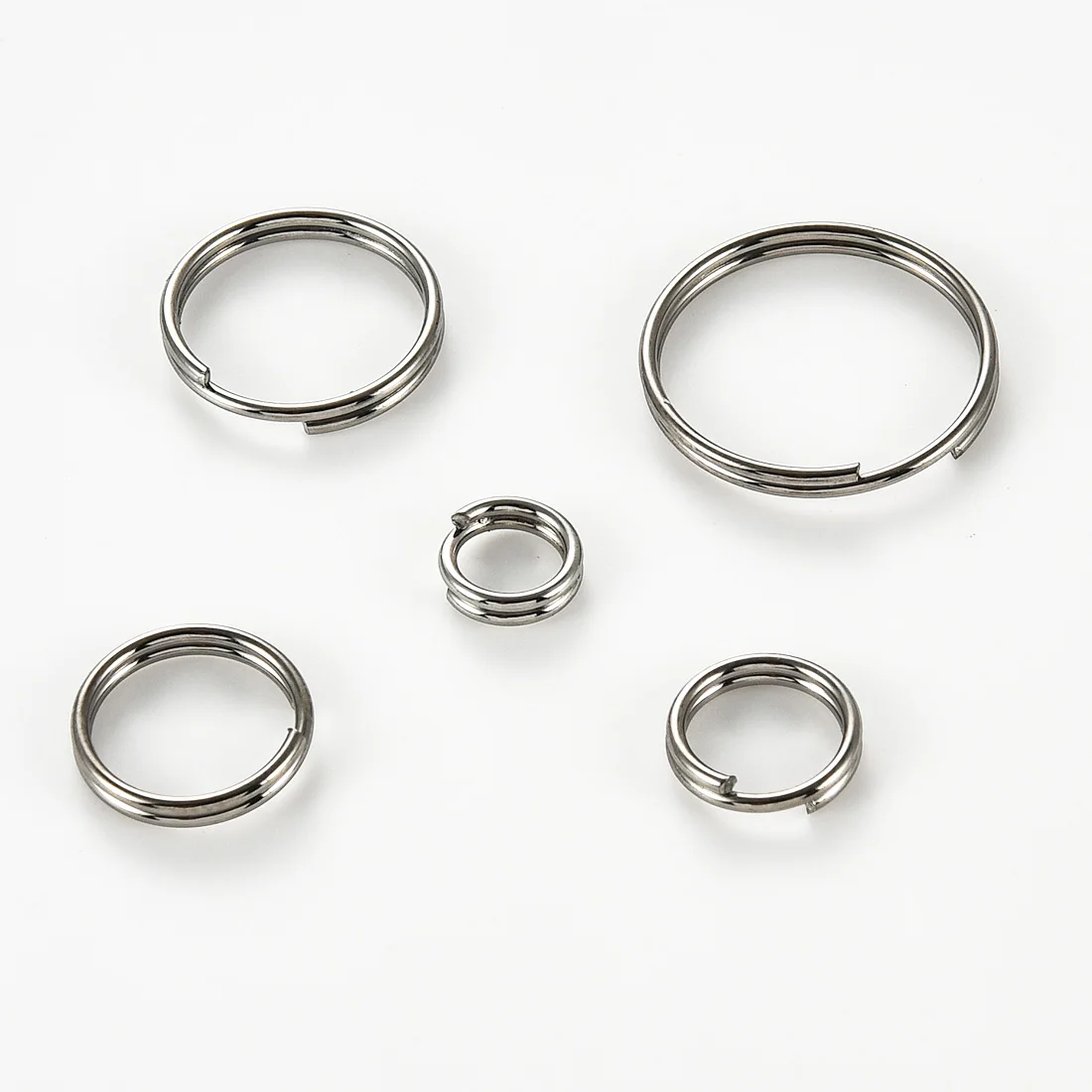 100 Uds Mini anillos de salto abiertos dobles de acero inoxidable 6/8/10/12/15MM conector de anillo dividido circular para llavero DIY fabricación de joyas