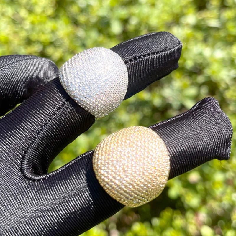 

Hip Hop 5A+ CZ Stone Paved Bling Ice Out Round Finger Rings for Men Rapper Jewelry Gold Silver Color