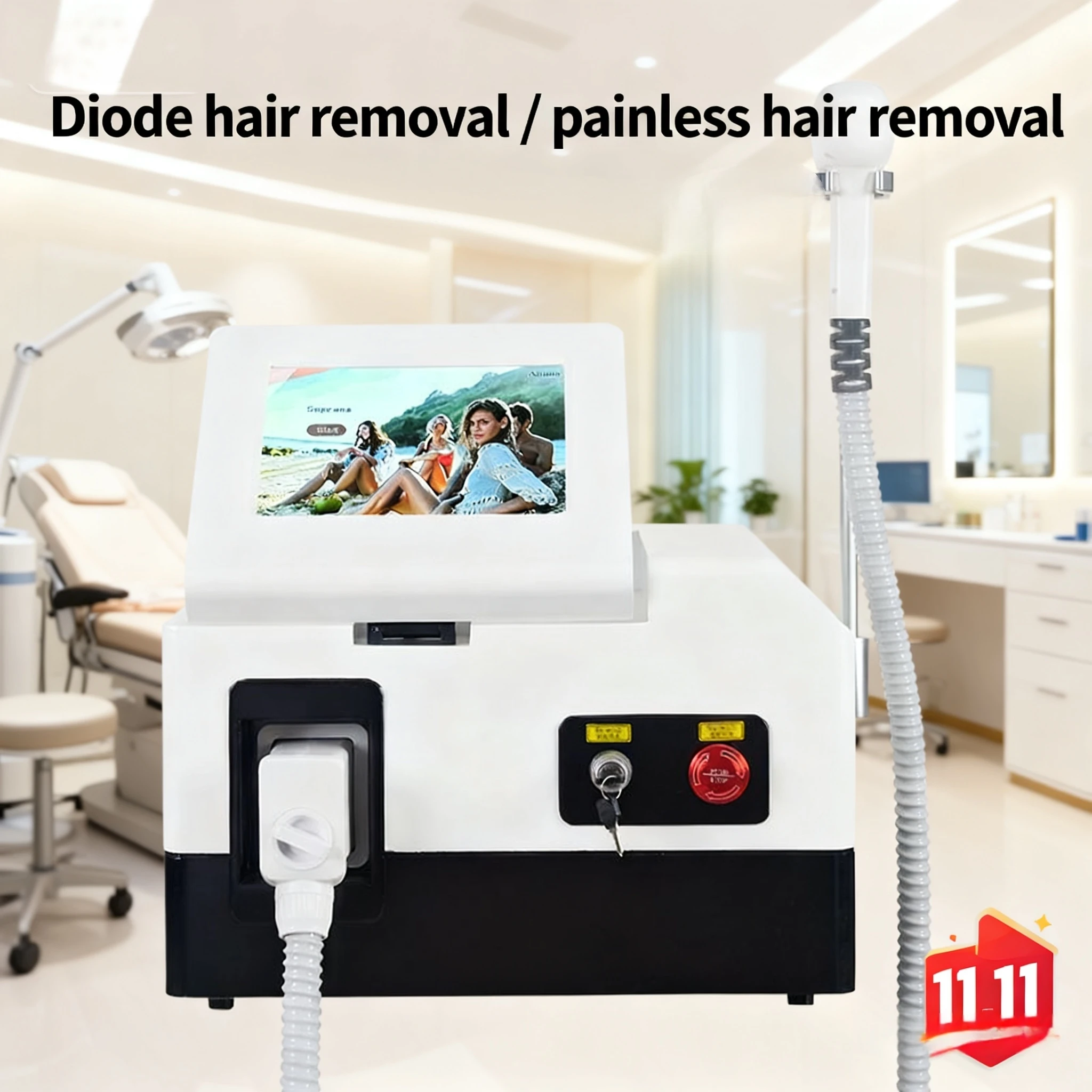

Commercial ice titanium laser hair removal device 3500W high power 755/808/1064nm facial and body hair removal equipment