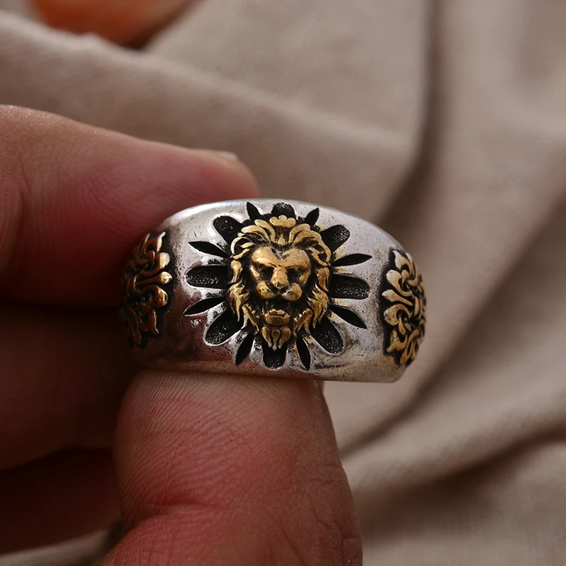 Hot البيع Lion الأسد الحيوان تصميم التايلاندية الفضة الرجال خاتم حفلة المجوهرات الأصلية هدايا رخيصة لا تتلاشى
