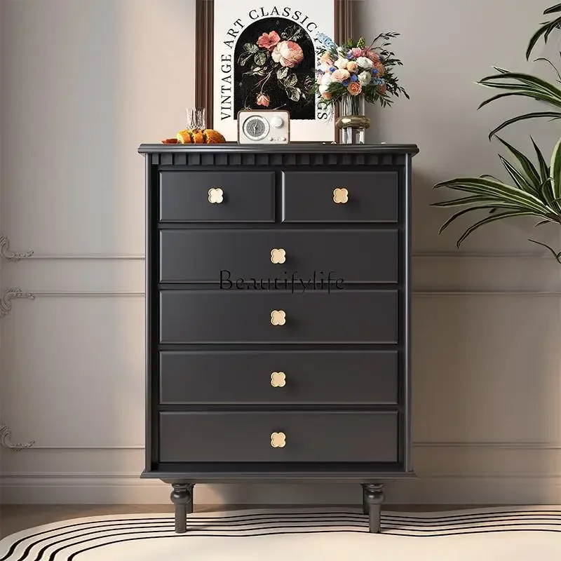 

44-*Solid wood storage cabinet, living room small apartment integrated against the wall, six-chest cabinet, bedroom locker