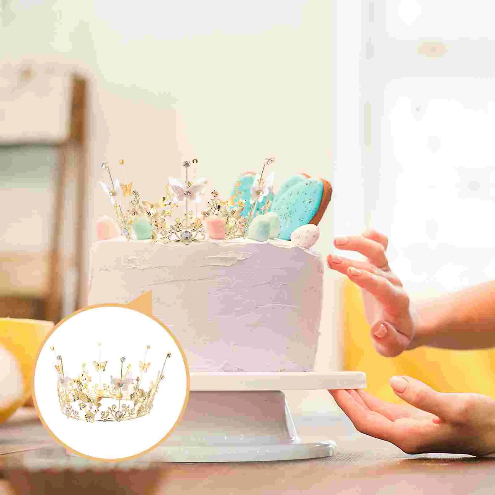 Couronne de décoration de gâteau d'anniversaire pour enfants, diadème, coiffure de patients de table, accessoire en cristal, cadeau féminin pour la mariée