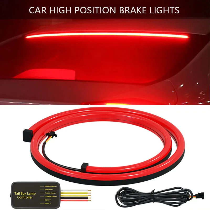Car High Position Brake Lights Multi-mode Warning Tail Lamp Turn Signal LED Strips Auto High Mount Brake Stop Lights 90/100CM