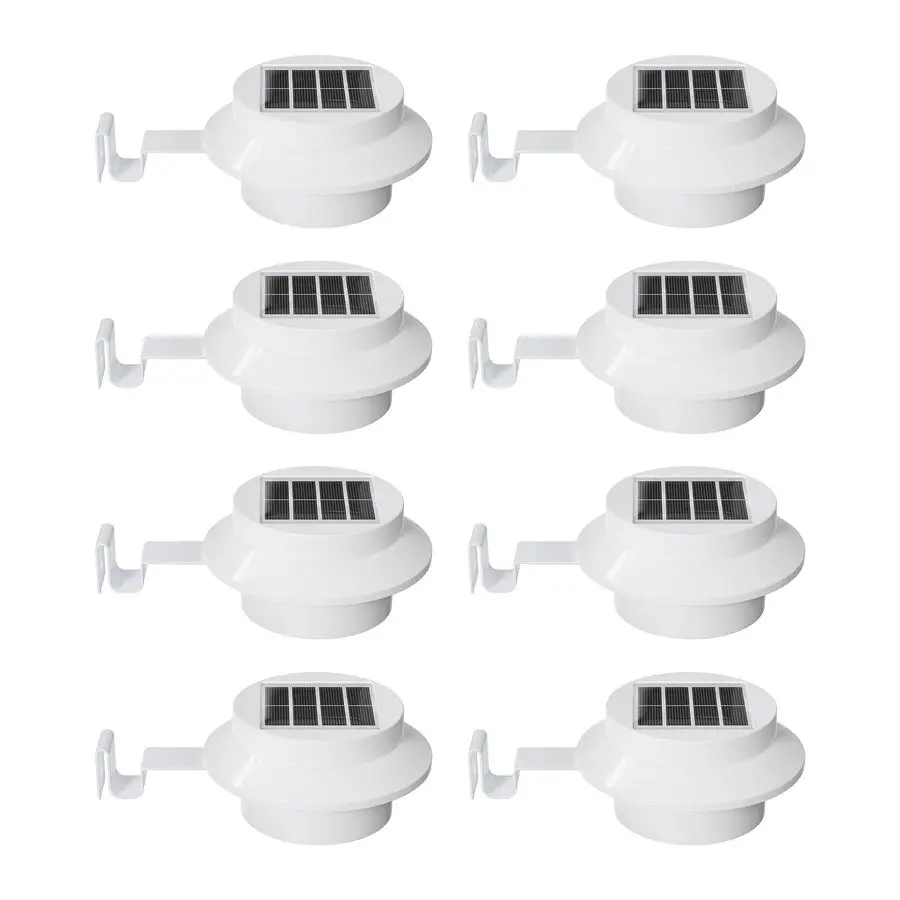 

Pack White Solar Powered Gutter Lights Outdoor Decorative Waterproof Led Fence Lamp for Lighting Railing, Outside Wall, Deck, Ga